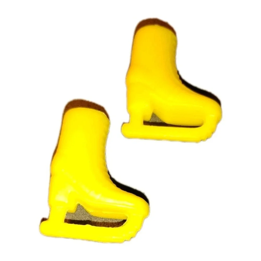 Barbie Doll Ice Skates Solid Yellow w/ Solid Yellow‎ Blades Plastic